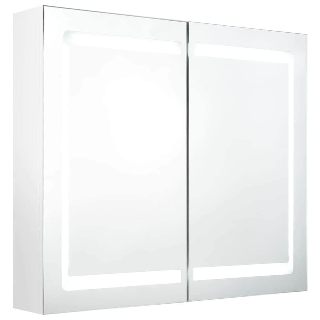 Vidaxl badkamerkast met spiegel en led 80x12x68 cm glanzend wit