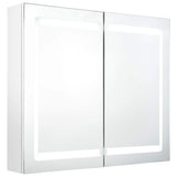 Vidaxl badkamerkast met spiegel en led 80x12x68 cm glanzend wit