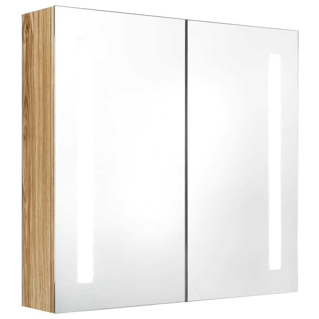 Vidaxl badkamerkast met spiegel en led 62x14x60 cm eikenkleurig