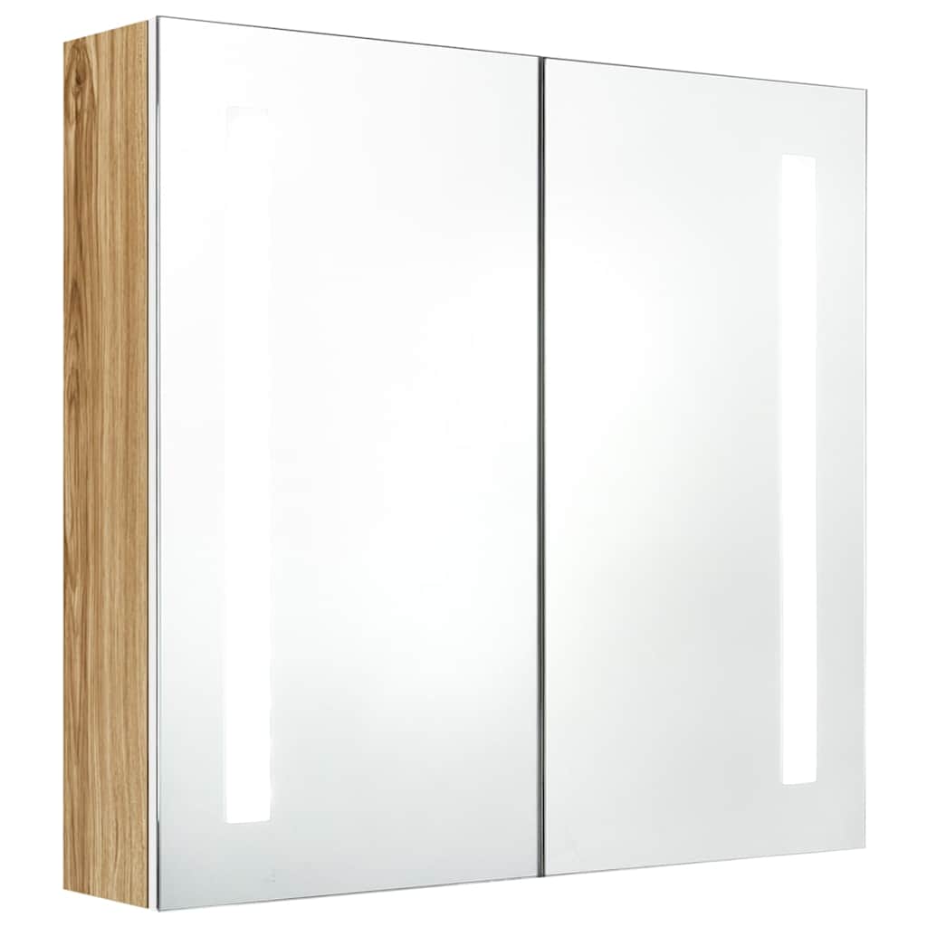 Vidaxl badkamerkast met spiegel en led 62x14x60 cm wit en eikenkleurig