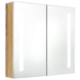 Vidaxl badkamerkast met spiegel en led 62x14x60 cm wit en eikenkleurig