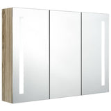 Vidaxl badkamerkast met spiegel en led 89x14x62 cm eikenkleurig