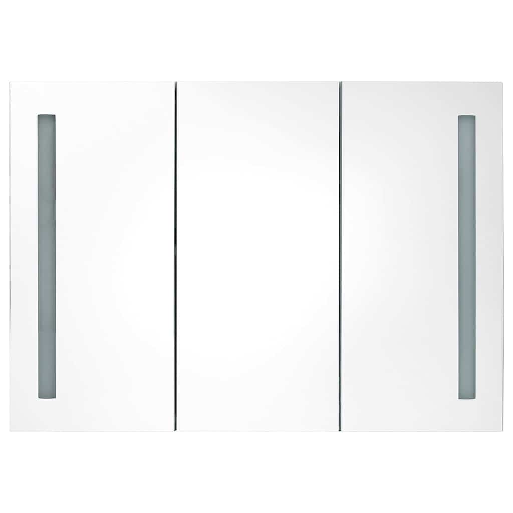 Vidaxl badkamerkast met spiegel en led 89x14x62 cm wit en eikenkleurig