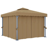 Vidaxl -Laube mit Vorhang 3x3 M Aluminium Taupe