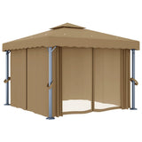 Vidaxl Arbor avec rideau 3x3 m en aluminium taupe