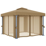 Vidaxl arbor with curtain 3x3 m aluminum taupe