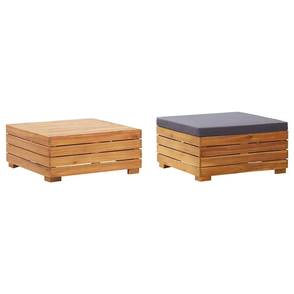 Vidaxl tuintafel en voetensteun met kussen massief acaciahout