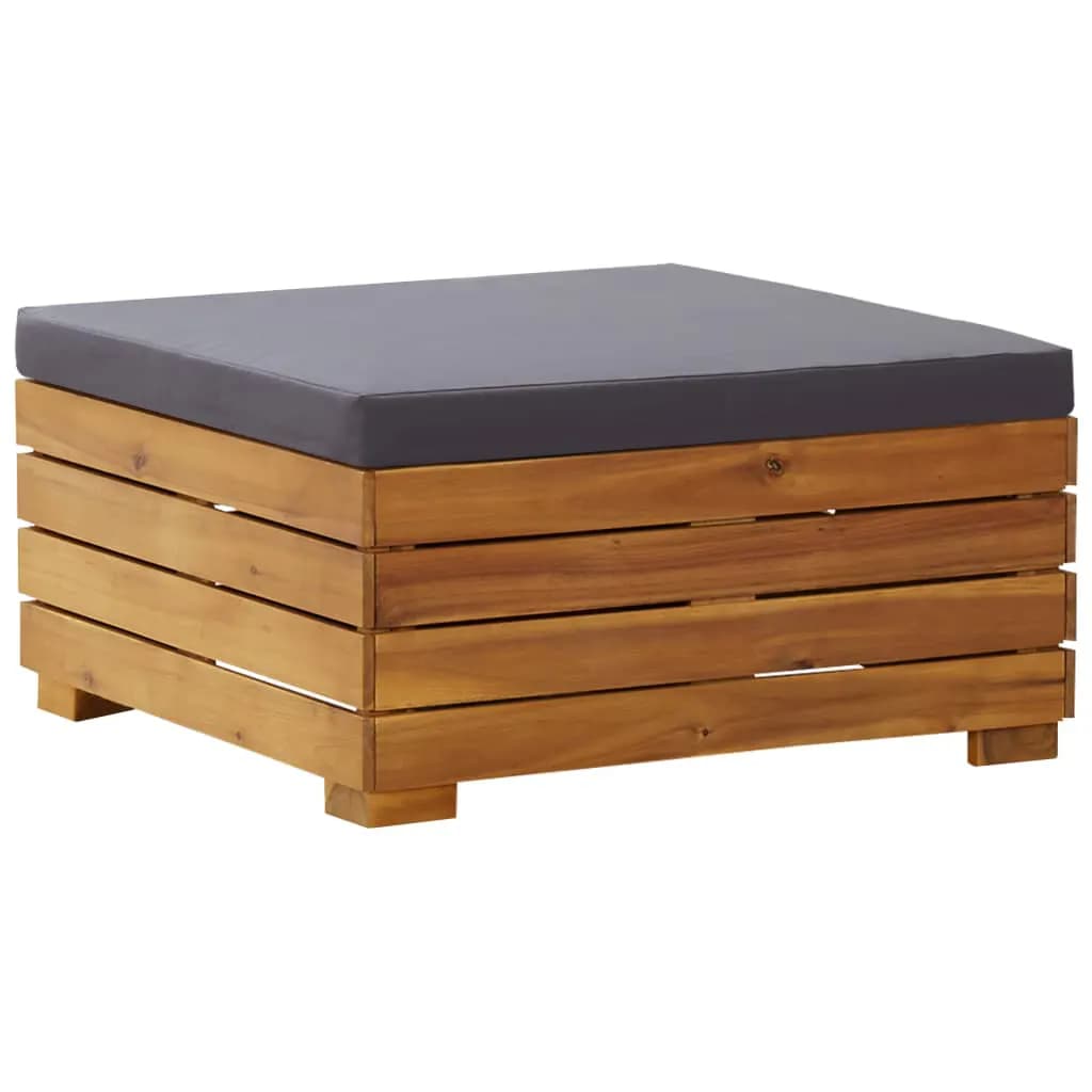 Vidaxl tuintafel en voetensteun met kussen massief acaciahout
