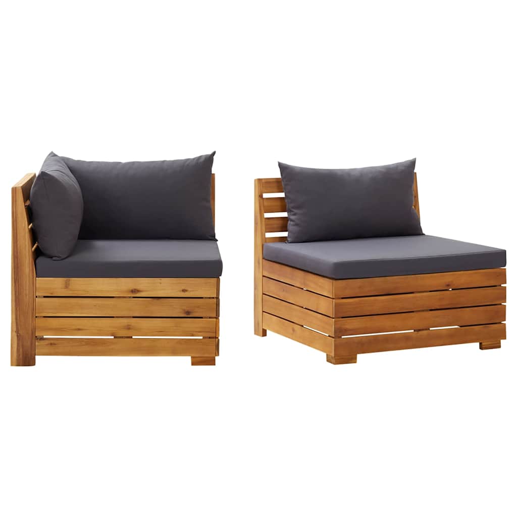 Vidaxl 2-delige loungeset met kussens massief acaciahout