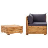 Vidaxl 2-delige loungeset met kussens massief acaciahout