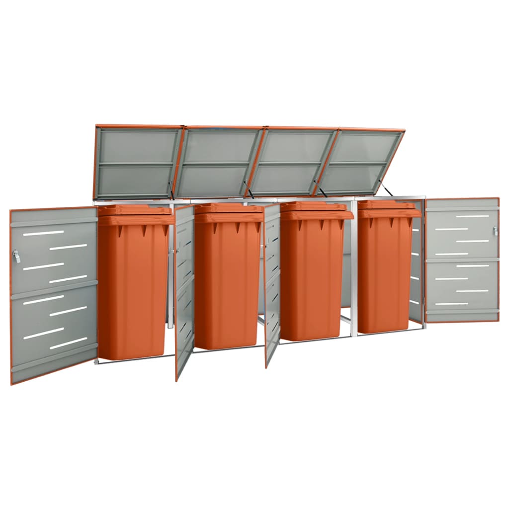 Stockage de conteneurs vidaxl quatre -double 276,5x77.5x112,5 cm en acier inoxydable