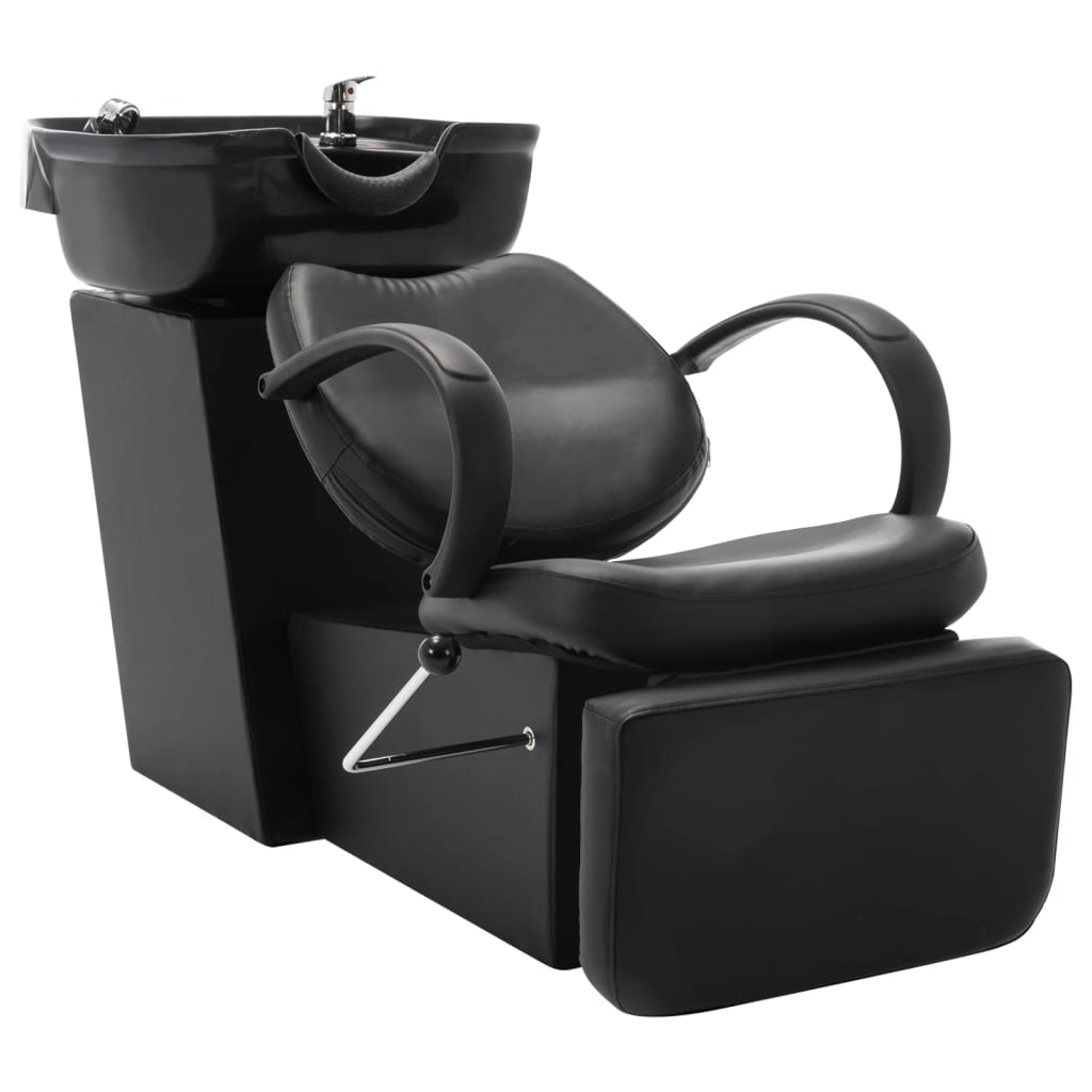 Vidaxl Washing Stol med Washbasin Artificial Leather Black