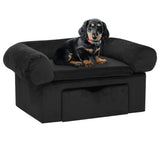 Vidaxl Dog Bank med skuff 75x50x38 cm plysj svart