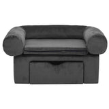 Vidaxl hondenbank met lade 75x50x38 cm pluche donkergrijs