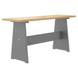 Vidaxl eettafel met bankje reine massief grenenhout honingbruin grijs