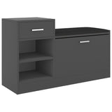 Vidaxl schoenenbank 94,5x31x57 cm bewerkt hout grijs