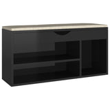 Panca per scarpe Vidaxl con cuscino 104x30x49 cm in legno lucido nero