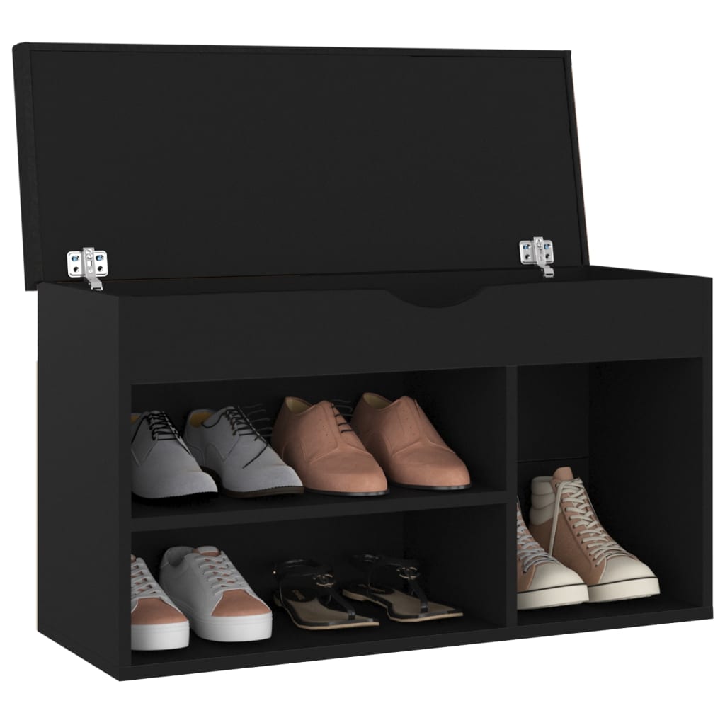 Banco de zapatos Vidaxl con cojín 80x30x47 cm de madera propiedad de negro