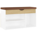 Vidaxl schoenenbank met kussen 80x30x47 cm hout wit sonoma eiken