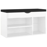 Lavička boty Vidaxl s polštářem 80x30x47 cm Zpracované dřevo High Gloss White