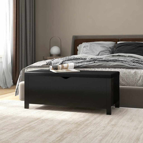 Vidaxl opbergbox met kussen 105x40x45 cm bewerkt hout zwart