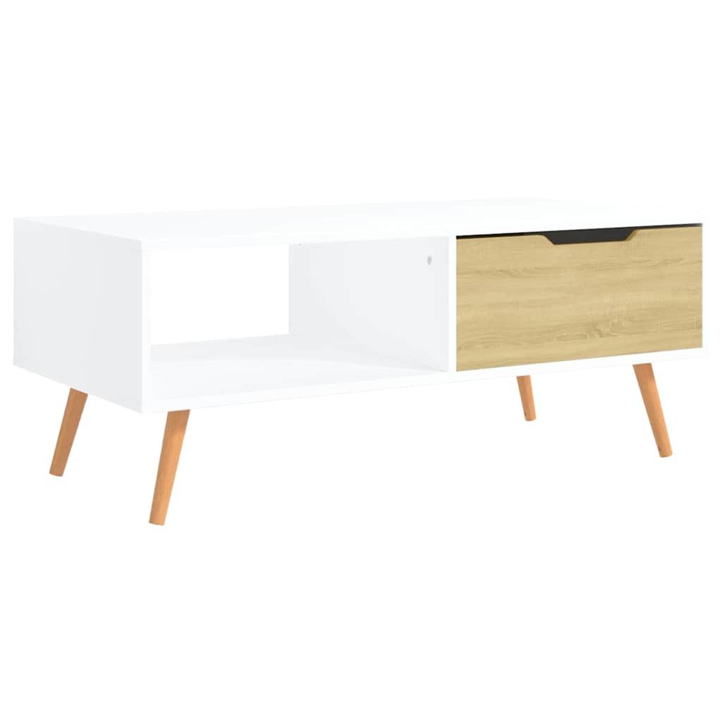 Vidaxl salontafel 100x49,5x43 cm bewerkt hout wit en sonoma eikenkleur