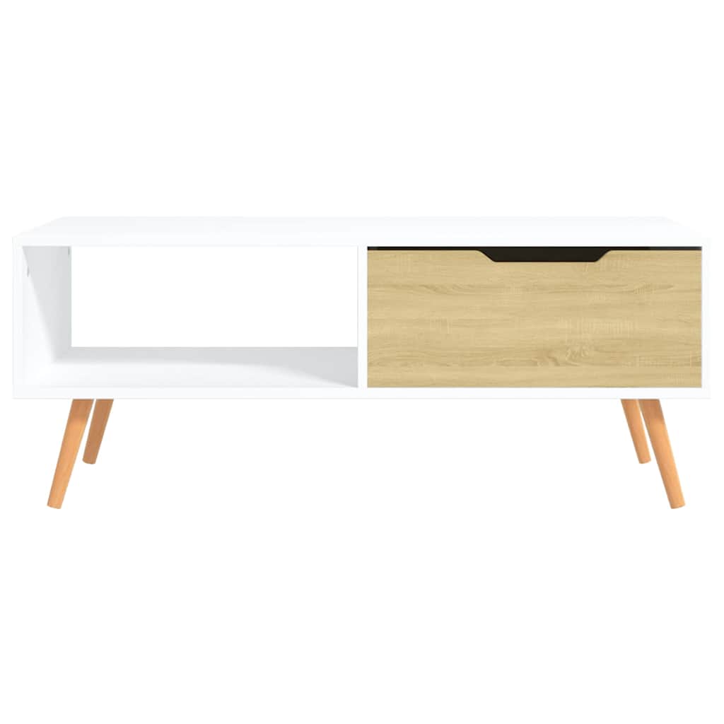 Vidaxl salontafel 100x49,5x43 cm bewerkt hout wit en sonoma eikenkleur