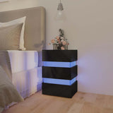 Vidaxl 326846 nachtkastje led 45x35x67 cm bewerkt hout hoogglans zwart