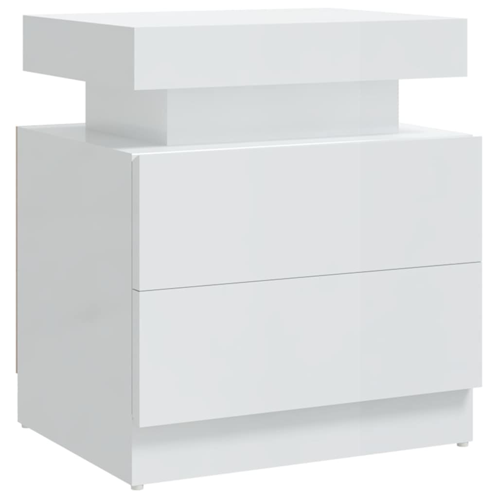 Vidaxl nachtkastje 45x35x52 cm bewerkt hout hoogglans wit