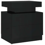 Vidaxl nachtkastje 45x35x52 cm bewerkt hout hoogglans zwart