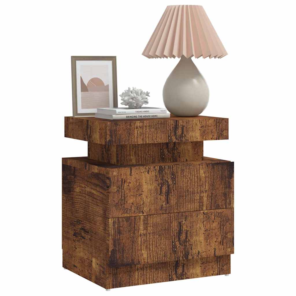 Vidaxl nachtkastje 45x35x52 cm bewerkt hout gerookt eikenkleurig