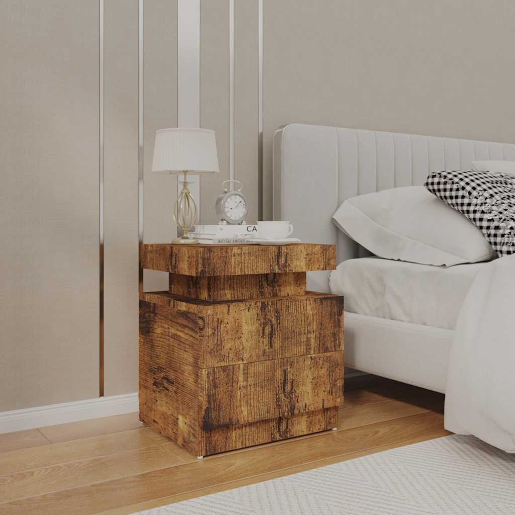 Vidaxl nachtkastje 45x35x52 cm bewerkt hout gerookt eikenkleurig