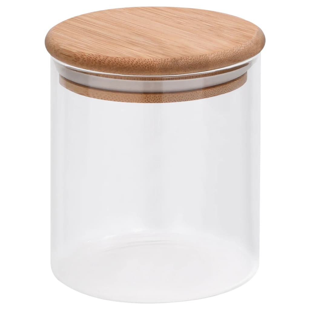 Pots de rangement Vidaxl avec couvercle de bambou 6 st 600 ml de verre