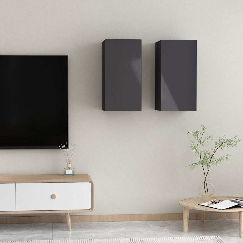 Vidaxl tv-meubelen 2 st 30,5x30x60 cm bewerkt hout hoogglans grijs