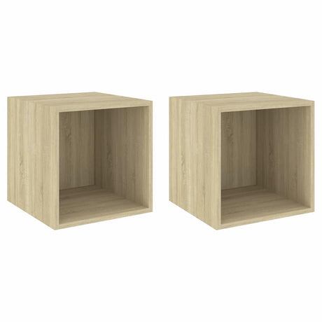 Vidaxl wandkasten 2 st 37x37x37 cm bewerkt hout sonoma eikenkleurig
