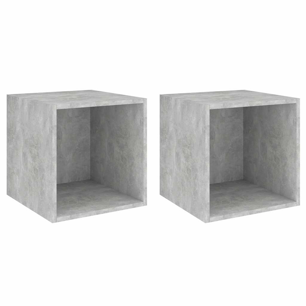 Vidaxl wandkasten 2 st 37x37x37 cm bewerkt hout betongrijs
