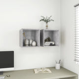 Vidaxl wandkasten 2 st 37x37x37 cm bewerkt hout betongrijs