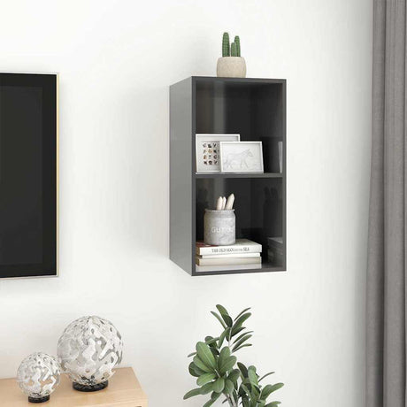 Vidaxl tv-wandmeubel 37x37x72 cm bewerkt hout hoogglans grijs