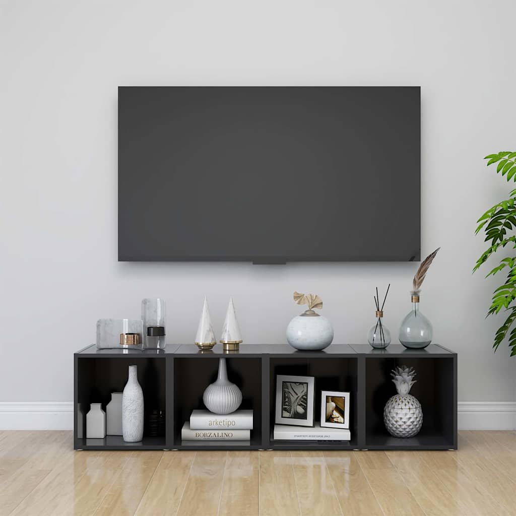 Vidaxl tv-meubelen 4 st 37x35x37 cm bewerkt hout grijs