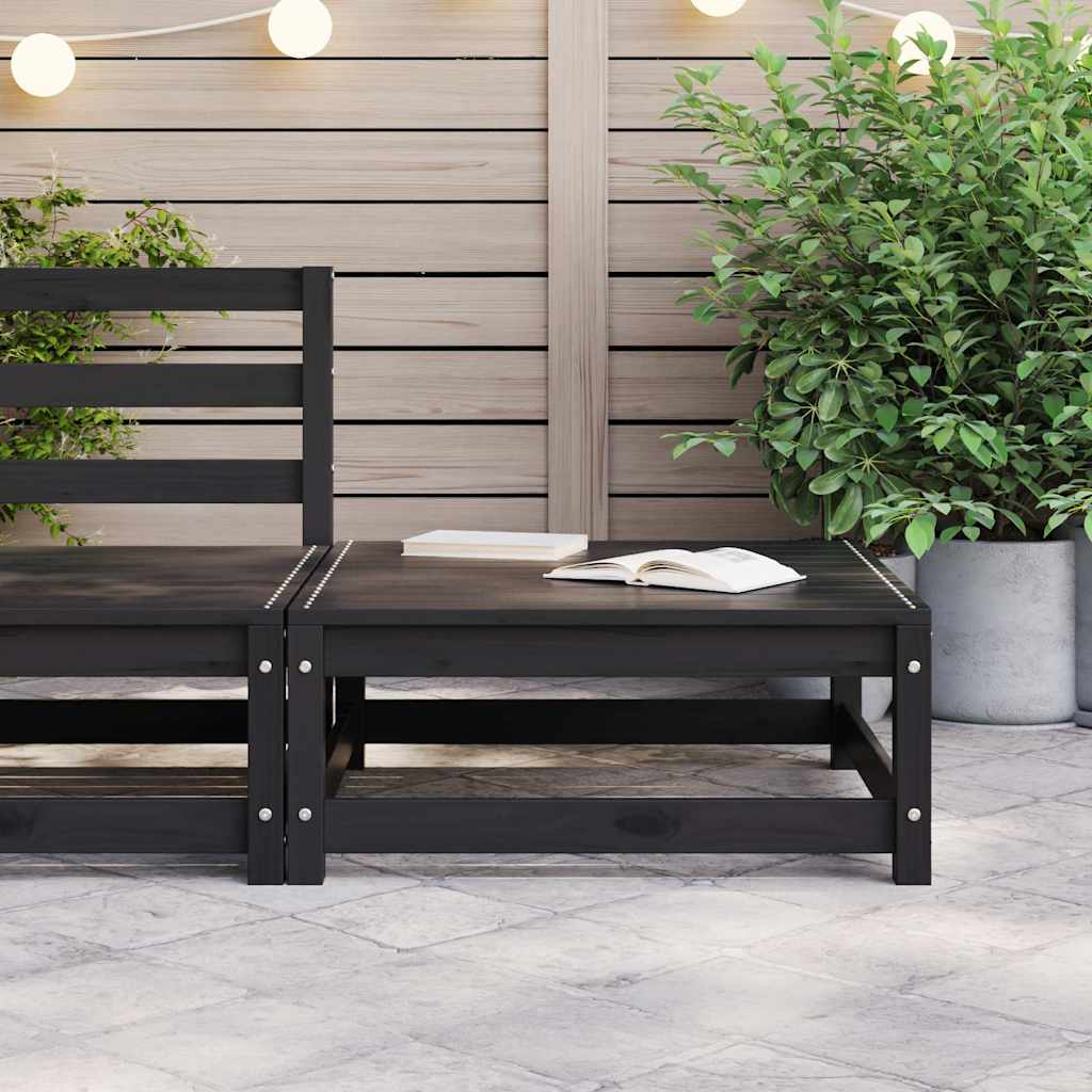 Vidaxl tuinvoetenbank 70x70x30 cm massief grenenhout zwart