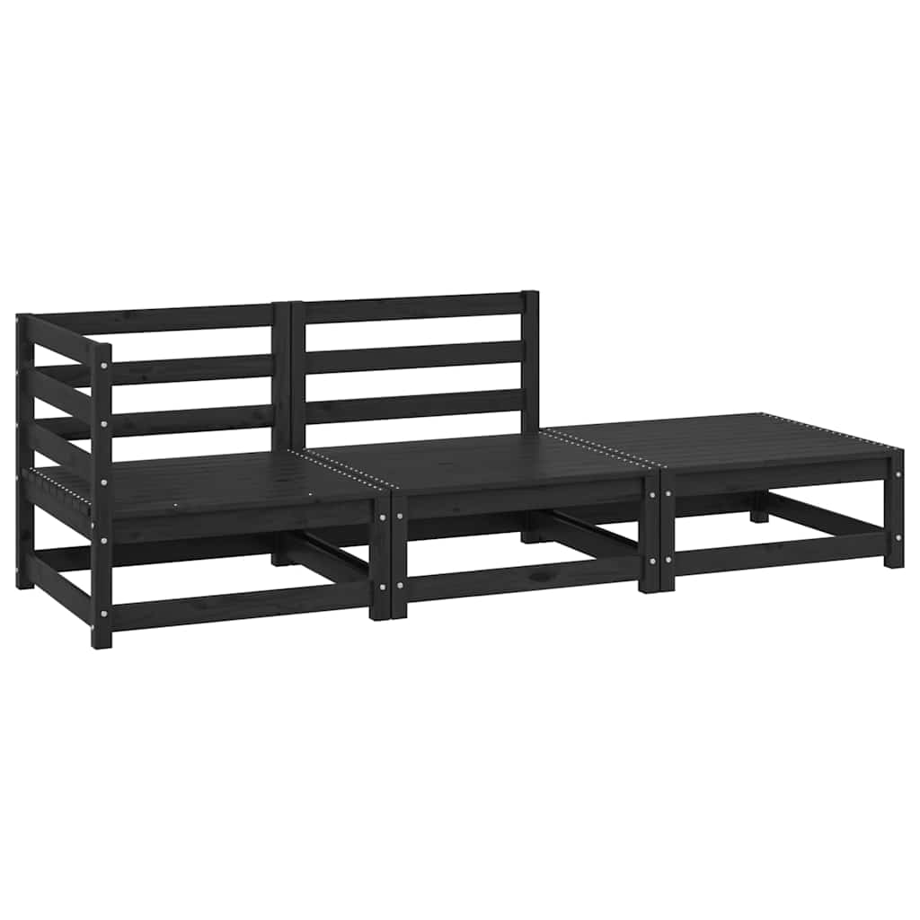 Vidaxl 3-delige loungeset massief grenenhout zwart