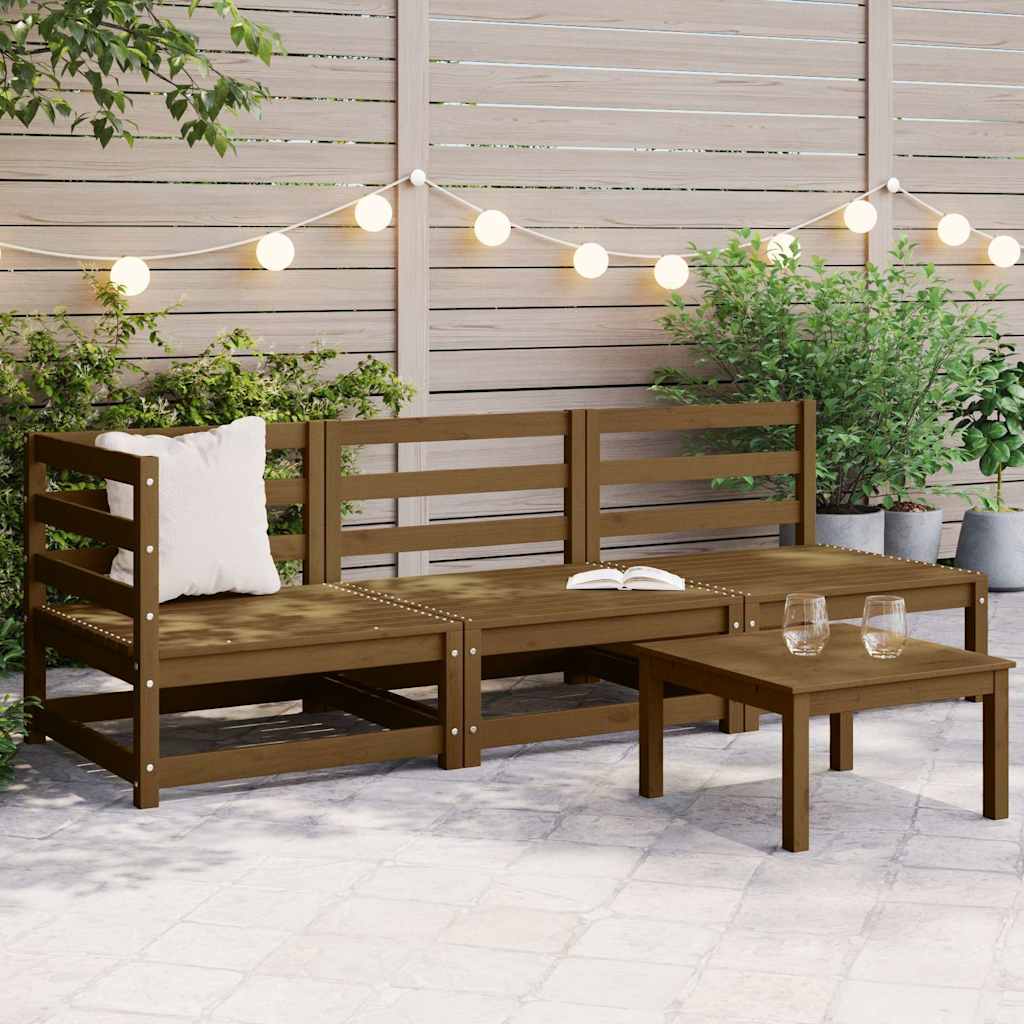 Vidaxl 3-delige loungeset massief grenenhout honingbruin
