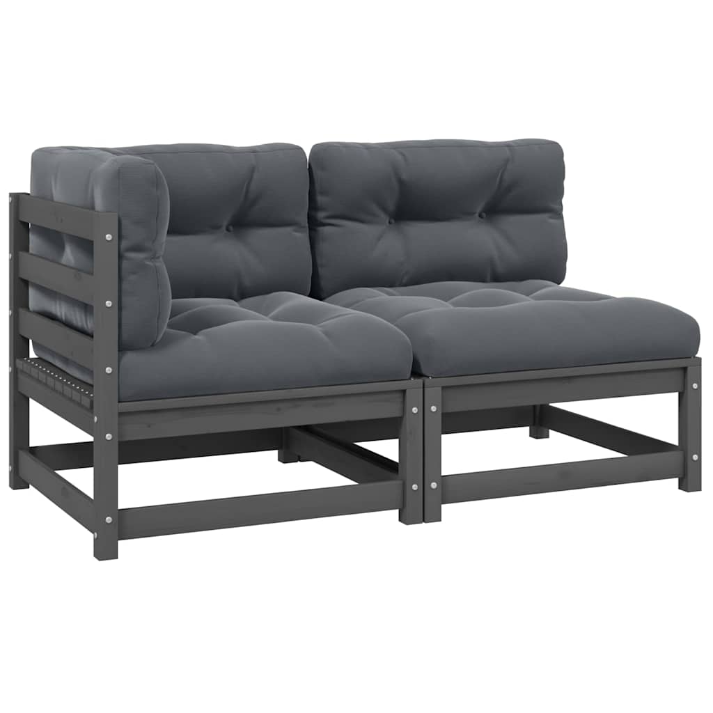 Vidaxl 2-delige loungeset met kussens massief grenenhout grijs