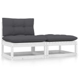 Vidaxl 2-delige loungeset met kussens massief grenenhout wit