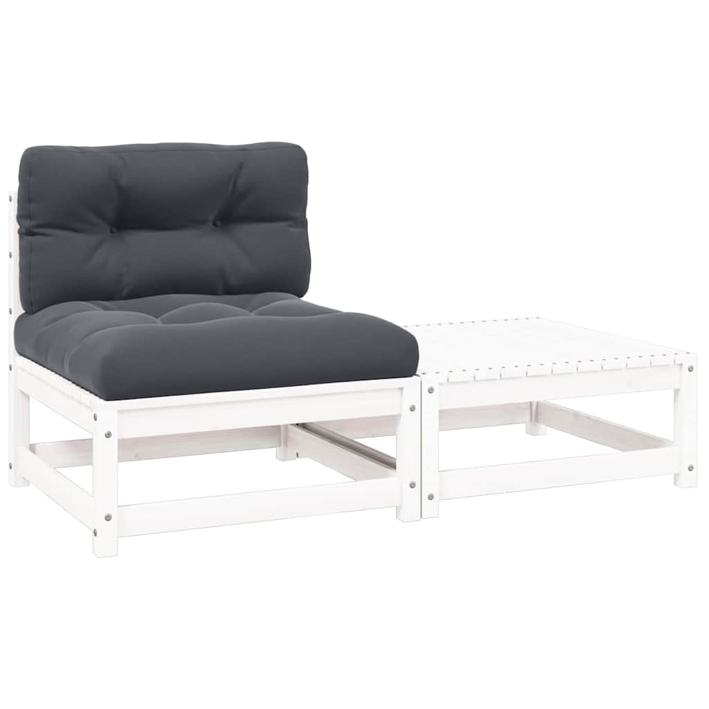 Vidaxl 2-delige loungeset met kussens massief grenenhout wit