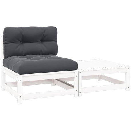 Vidaxl 2-delige loungeset met kussens massief grenenhout wit