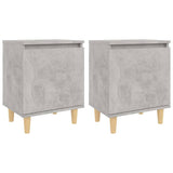 Vidaxl nachtkastjes 2 st met houten poten 40x30x50 cm betongrijs
