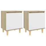 Vidaxl nachtkastjes 2 st met houten poten 40x30x50 cm sonoma eiken wit