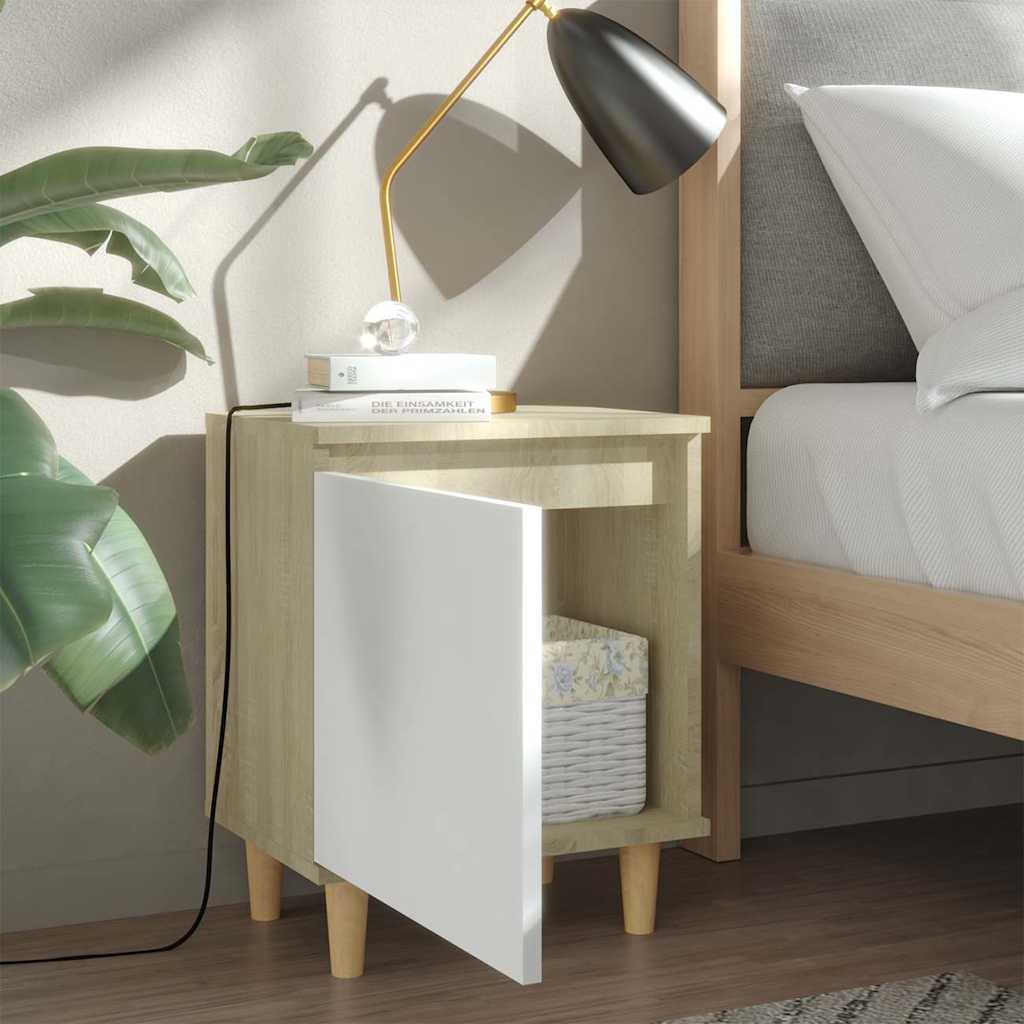 Vidaxl nachtkastjes 2 st met houten poten 40x30x50 cm sonoma eiken wit