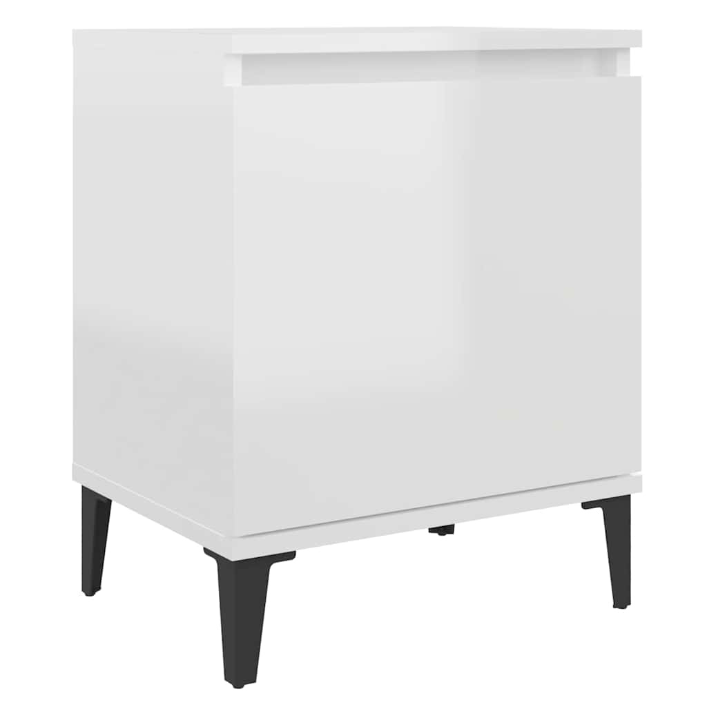 Vidaxl nachtkastje met metalen poten 40x30x50 cm hoogglans wit